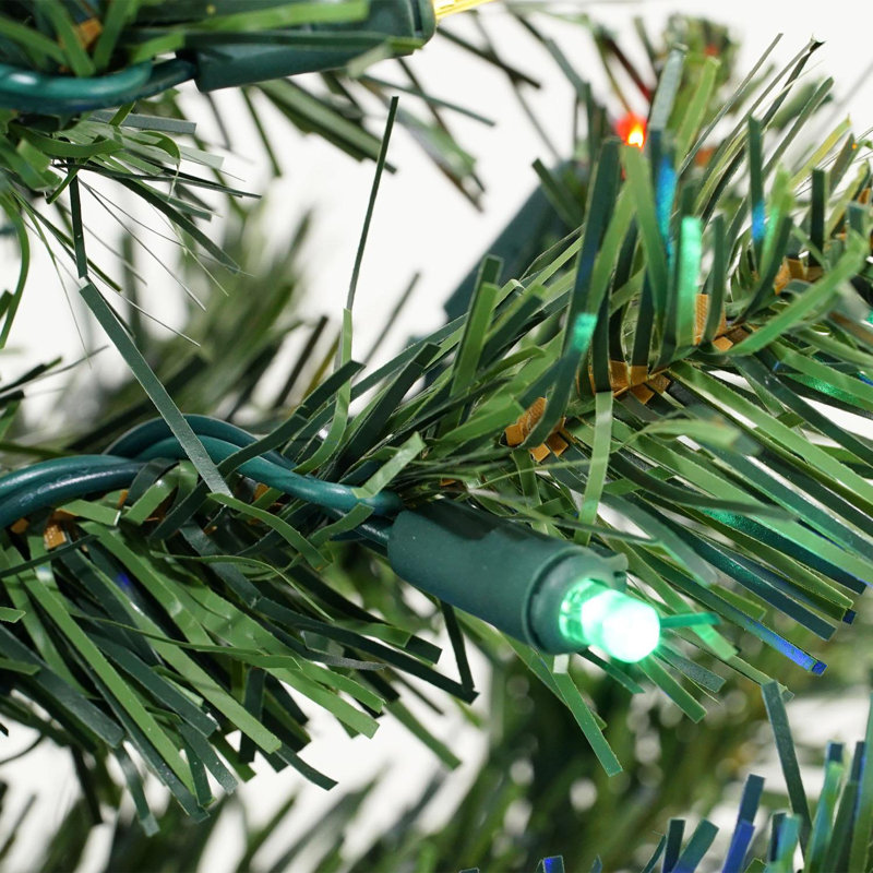 6' Pre-Lit Multicolor LED Pine Christmas Tree with Metal Stand