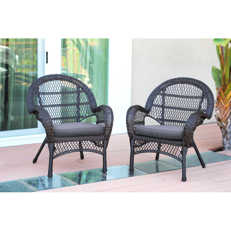 Maltby Wicker Outdoor Lounge Chair, Espresso, Steel Blue