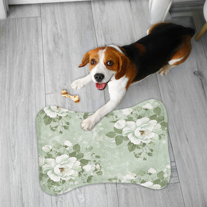Rustic Sage Blooms - 1 Piece Bone Shape Feeding Mat