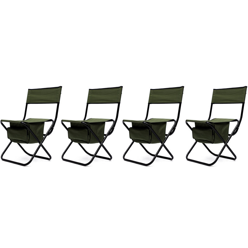 4 Folding Outdoor Chair With Storage Compartment In - For Adventures Camping, Picnics, Fishing 280Lbs Capacity, Lightweight Steel & Option Ideal For Fun Weight Support, And Cloth