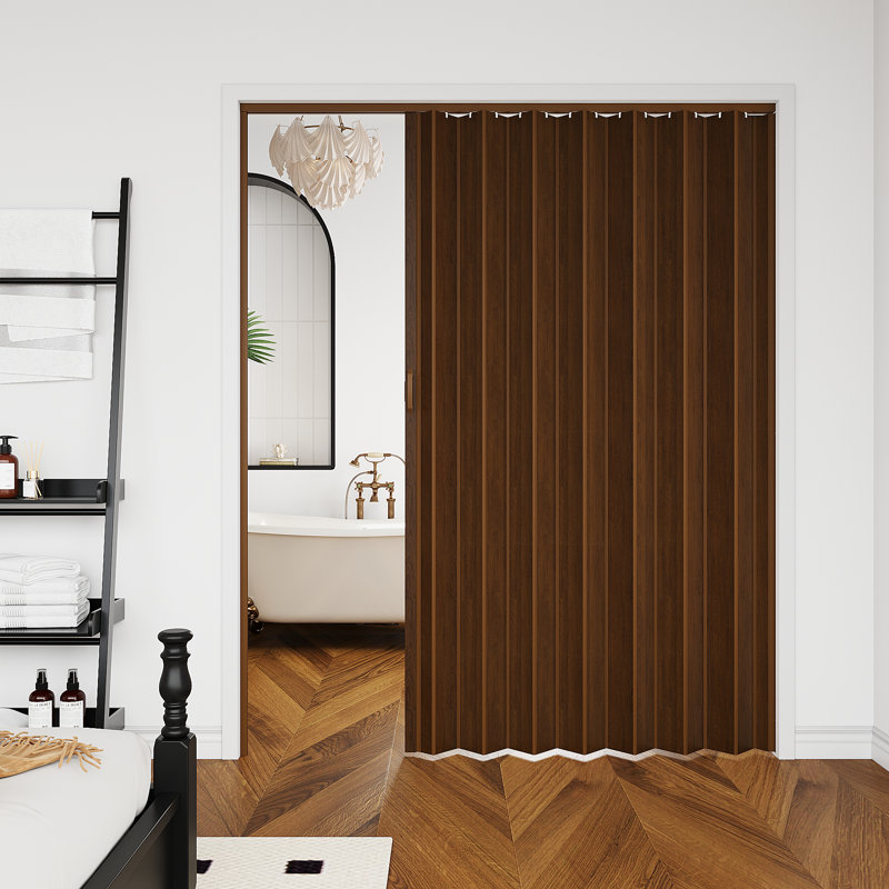 Porte accordéon à panneau creux 80 po, Noyer, 36 po x 80 po