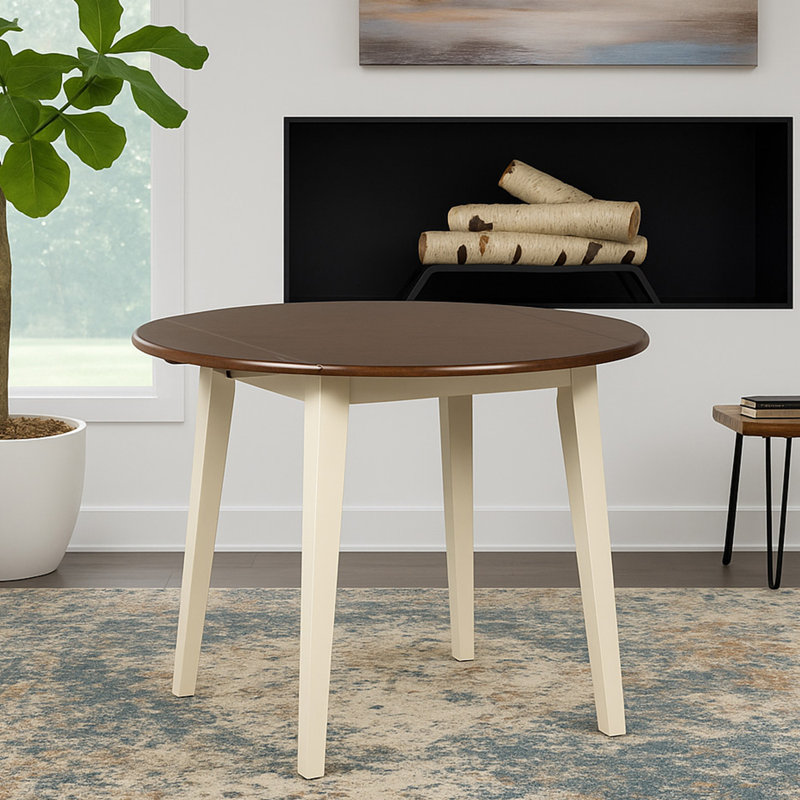 Strongsville Extendable Round Solid Wood Base Dining Table