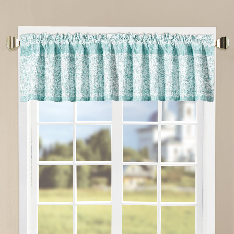 Paisley Tailored Window Valance, Teal Aqua