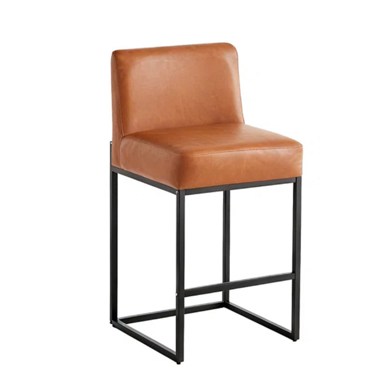 Ensemble de 2 tabourets de bar à hauteur de comptoir de 26 po avec base en métal et en cuir PU blanc mat, 2