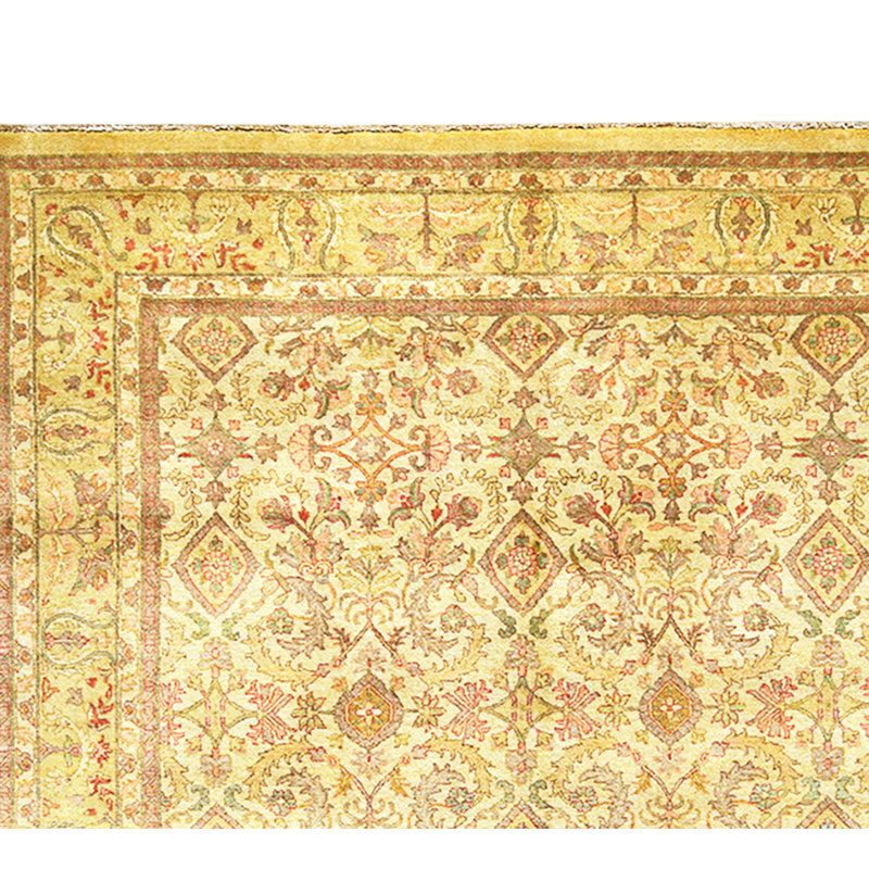 High-Quality Hand-Knotted Gold And Gold Area Rug