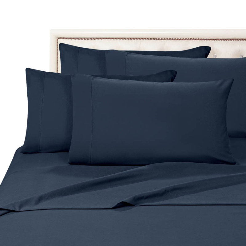 Elegant Comfort Luxurious 1500 Premium Hotel Quality Microfiber Three Line Embroidered Softest Bed Sheet Set, Wrinkle and Fade Resistant