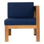 Ensemble de conversation modulaire 5 pièces avec coussins, finition naturelle et coussins bleus