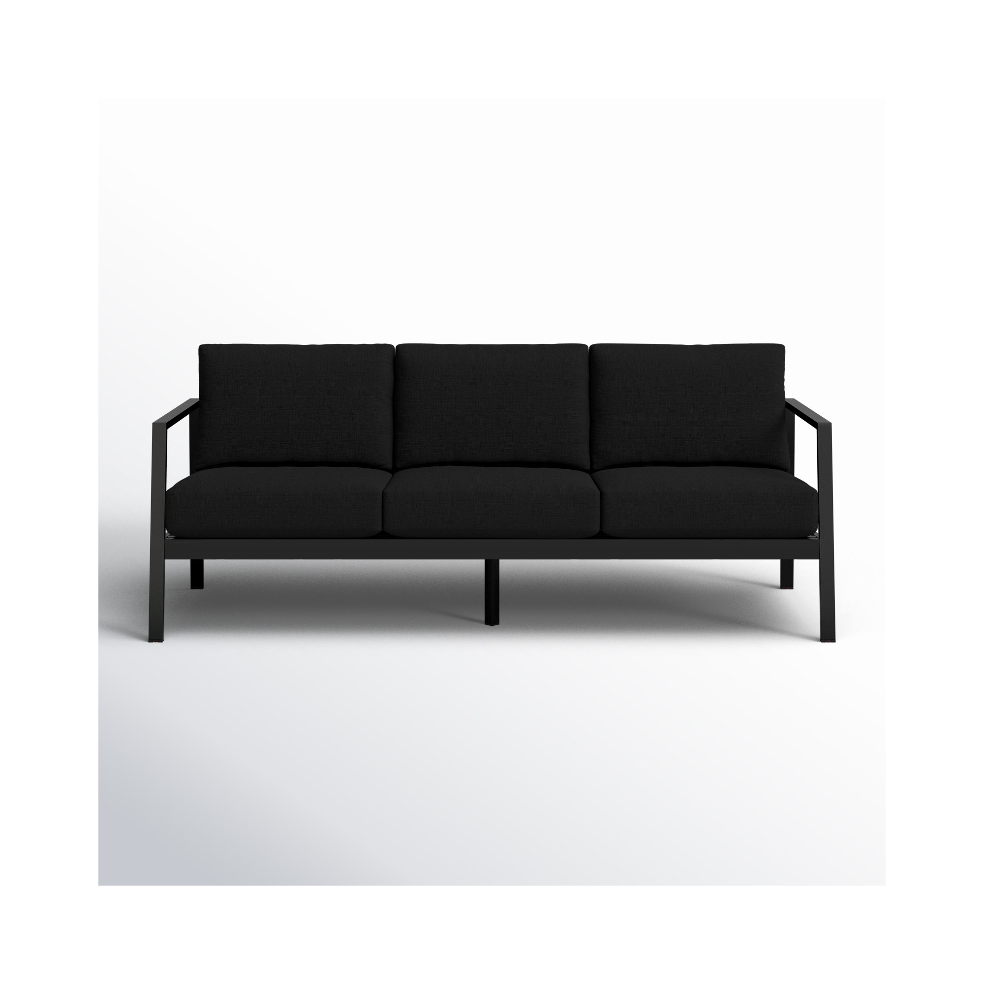 Armando 75” Aluminum Outdoor Sofa with Sunbrella Cushions, Black, Black Sunbrella®