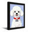 Animaux caniche blanc avec collier rouge et étiquette en os-691217481-691217480-691217483