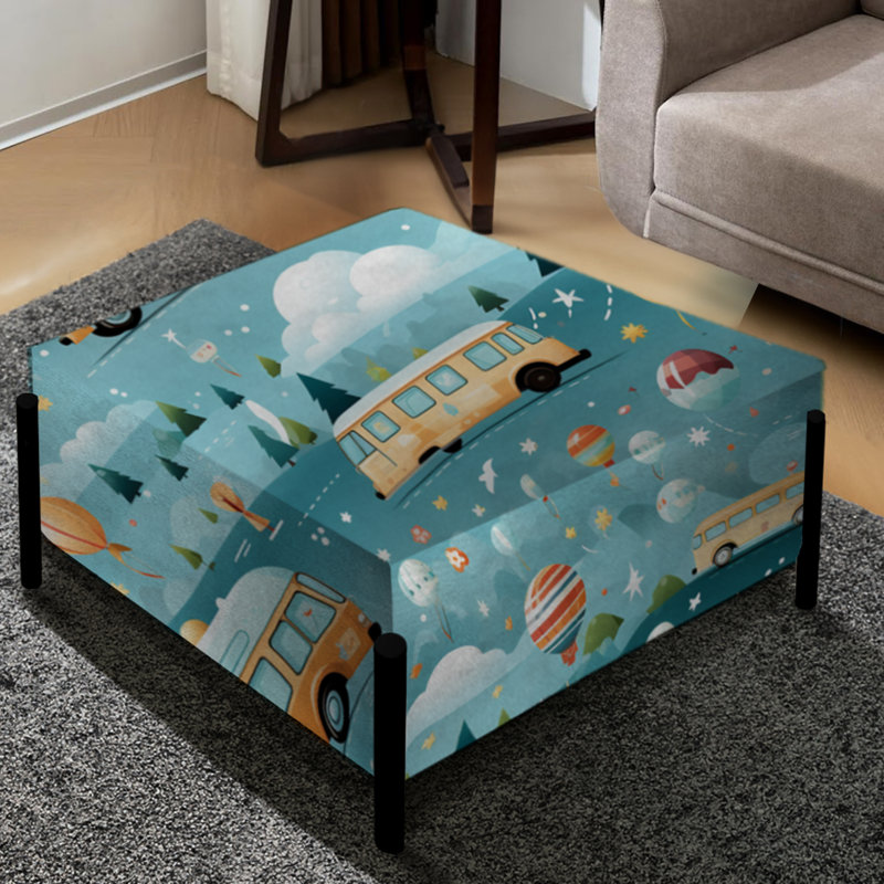 Bus à l'école Parade pour chambre d'enfant - Grand repose-pieds carré pour chambre d'enfant