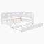 Lit de jour en bois double avec lit gigogne simple, lit de jour avec tablette de rangement et ports de chargement USB, blanc