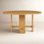 Table de salle à manger ronde en bois massif de style contemporain avec quatre pieds et un plateau en bois naturel pour 6 sièges