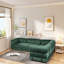 Canapé-lit modulaire en L avec velours côtelé moelleux, 4 matelas et coussins de coin - Polyvalent, confortable, aucun assemblage requis - idéal pour les salons-1604217726