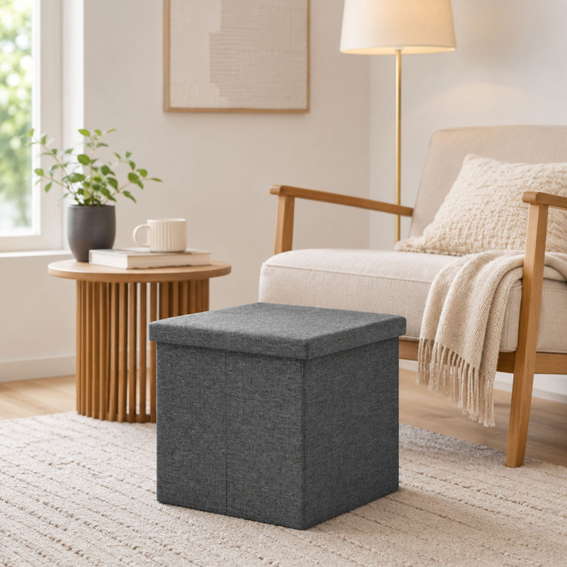 Folding Storage Ottoman, Removable Tray Top