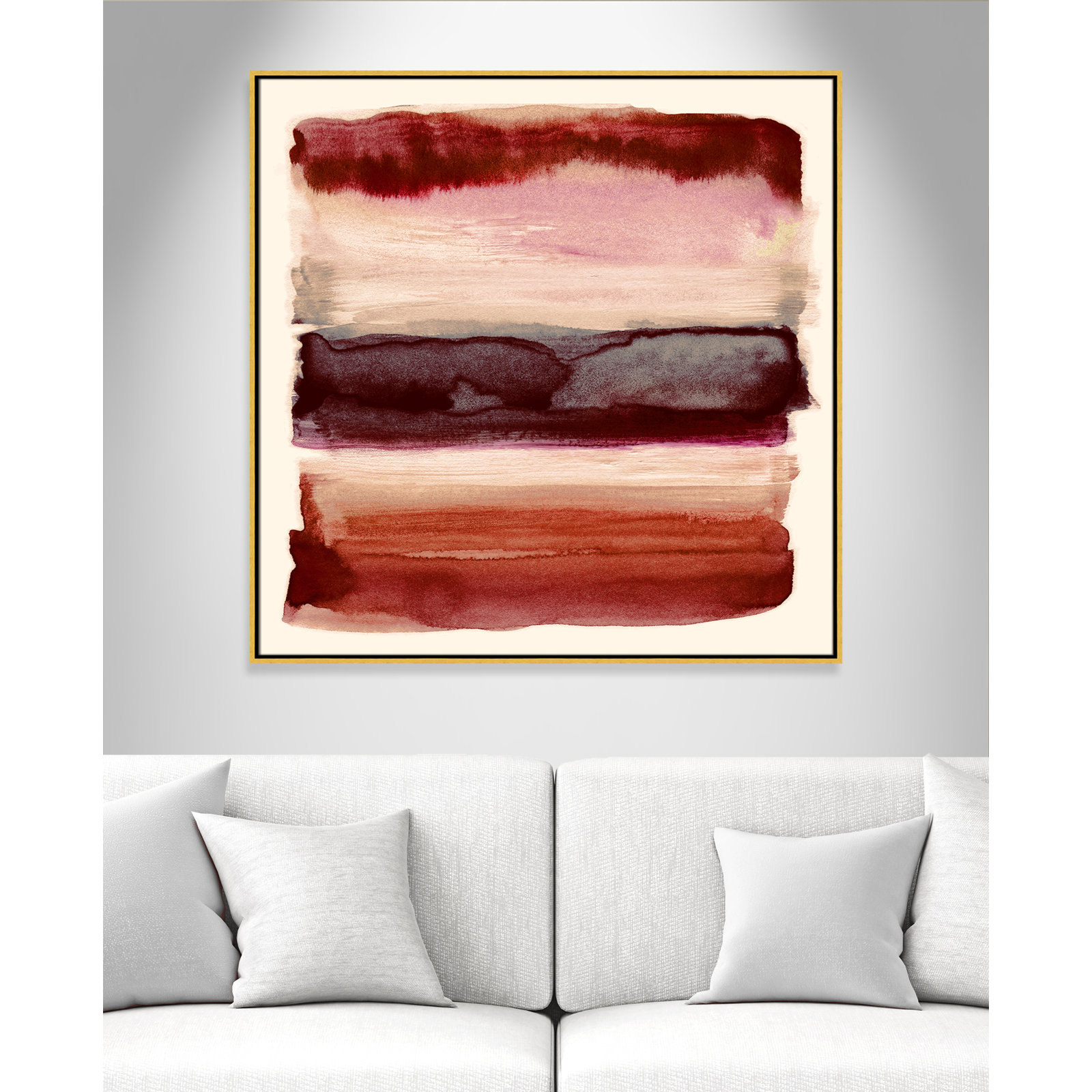 Sky Collection "Burgundy Sky II" Print by Nan, Gold, 41.5" H x 41.5" W