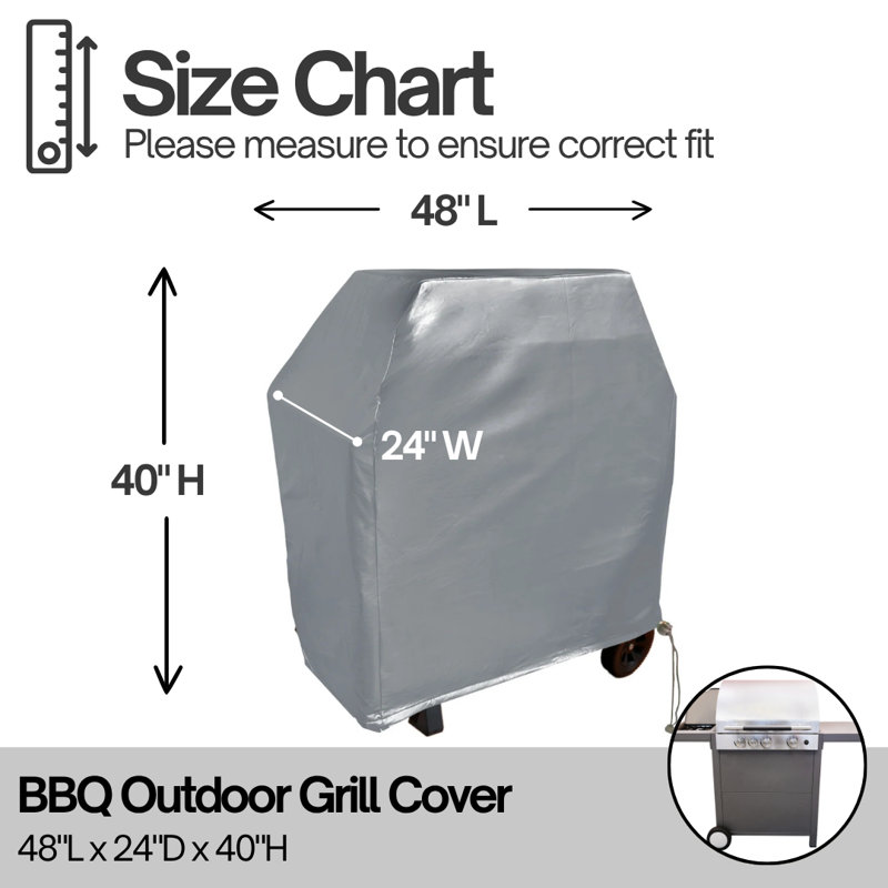 Housse de barbecue pour barbecue 48 po Covered Living - Housse de barbecue extérieure en vinyle robuste et imperméable, protection toutes saisons résistante aux intempéries, durable et résistante à la décoloration