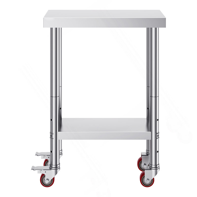 Table de travail en acier inoxydable avec roulettes 24 x 12 x 32 pouces Table de préparation avec 4 roulettes Table de travail robuste pour la cuisine commerciale