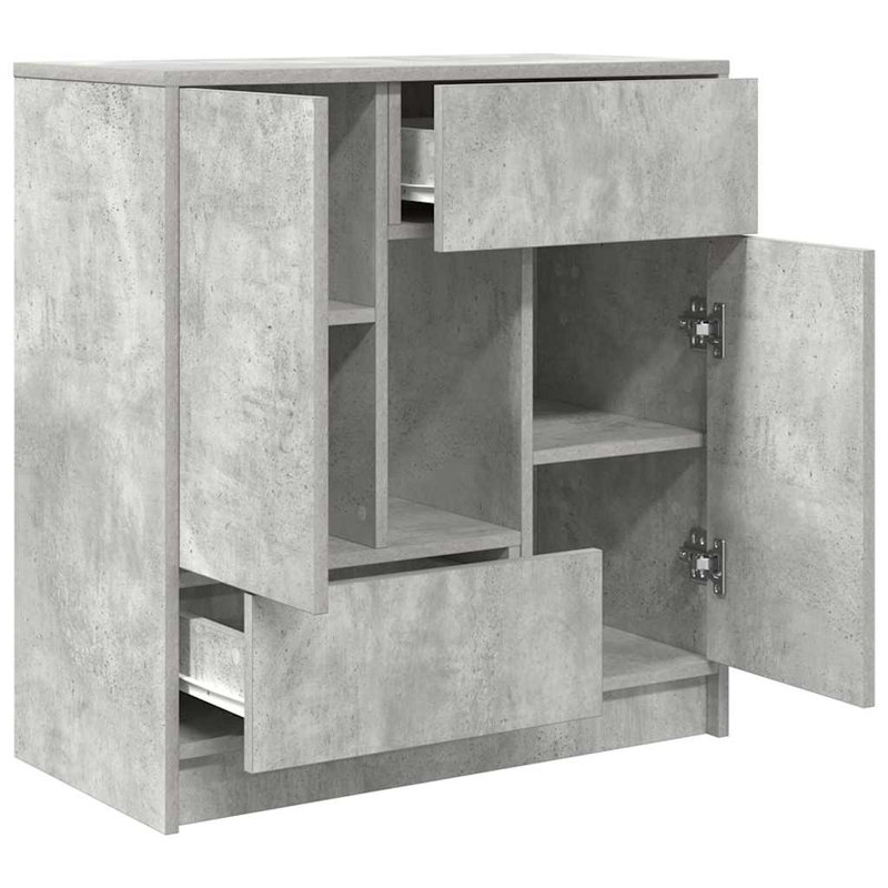 Sideboard With Drawers And Doors 70.5X34x74.5 Cm, Concrete Grey