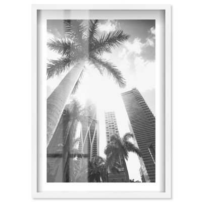 «Palms with City Views Shadowbox Print Miami Art Prints» par Notoriart, cadre blanc, 31 x 46
