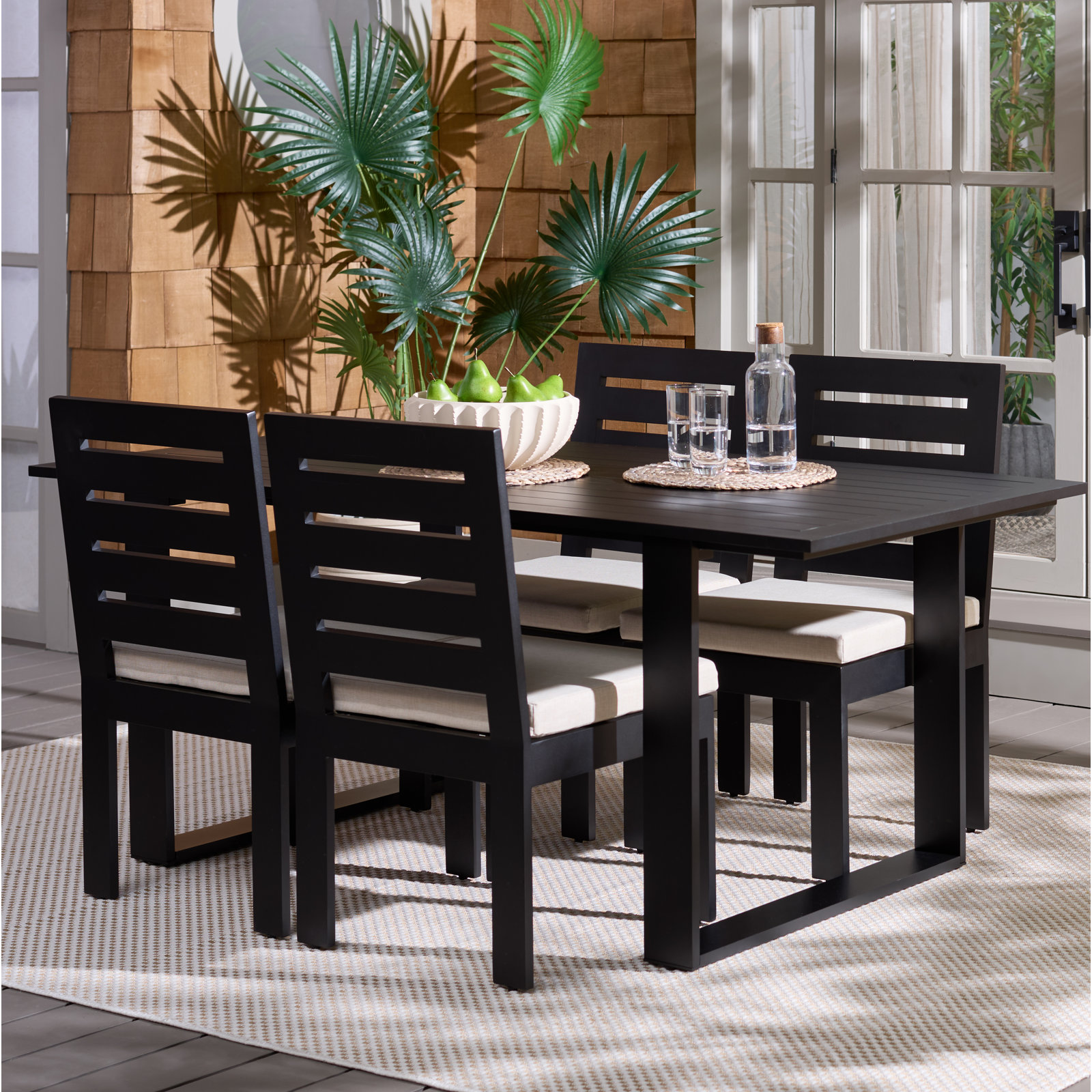 Dwyer 34.2 " Patio Dining Table, Black