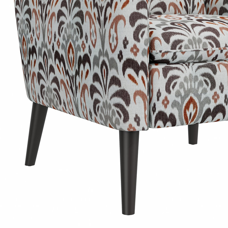 Fauteuil d'appoint avec pieds en bois massif, Orange / Vert