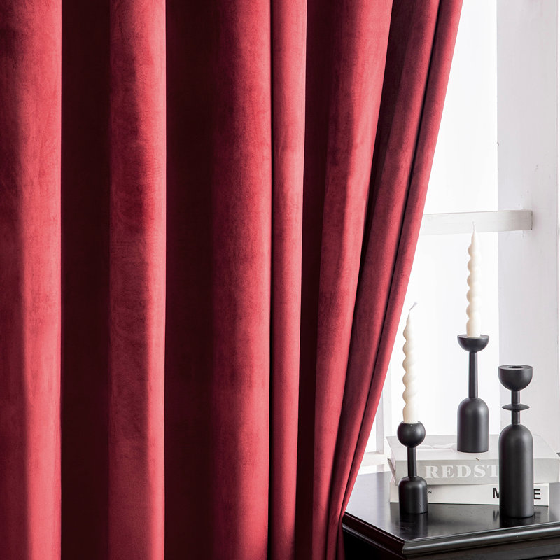 Lauier Velvet Blackout Curtain Pair, Red, 52" W x 96" L
