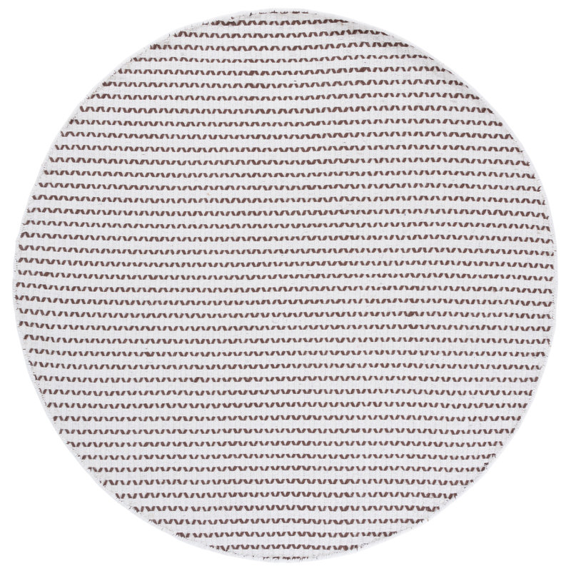 Chevron Hand Woven Cotton Area Rug, Round 6'