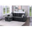 Canapé d'angle convertible en velours noir avec lit gigogne et méridienne de rangement, 2 pièces