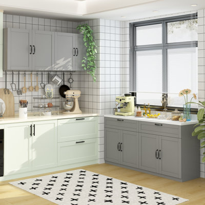 OMFG 55.1"H x 63"W x 17.3"D MDF Ready-to-Assemble Cabinet with Adjustable Shelves Soft Close