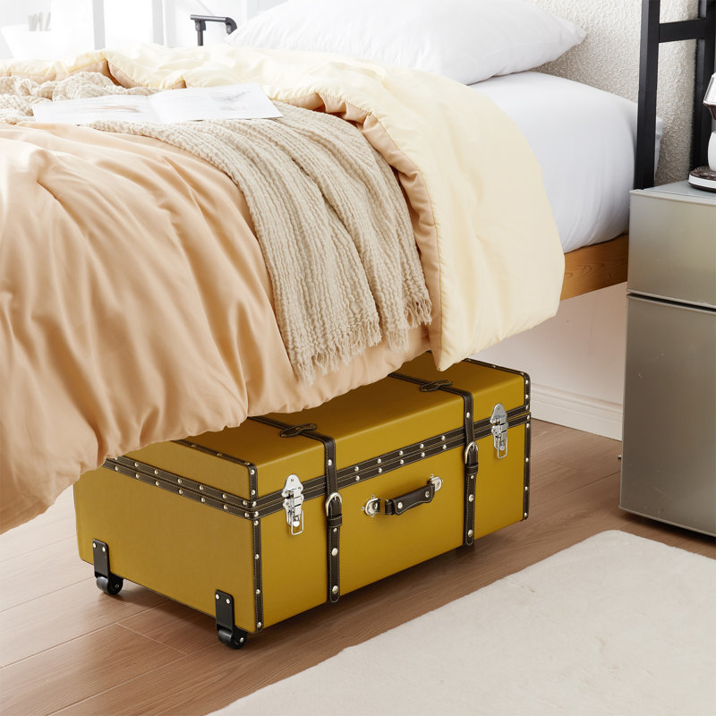 Coffre à pieds texturé avec rangement, Brun bois flottant