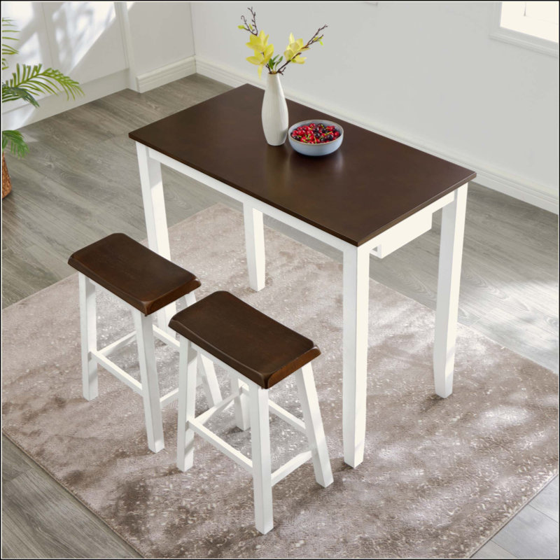 Ensemble de table de bar et chaises, ensemble de table de salle à manger 3 pièces, ensemble de table de petit-déjeuner industriel, pour salon, salle à manger, salle de jeux