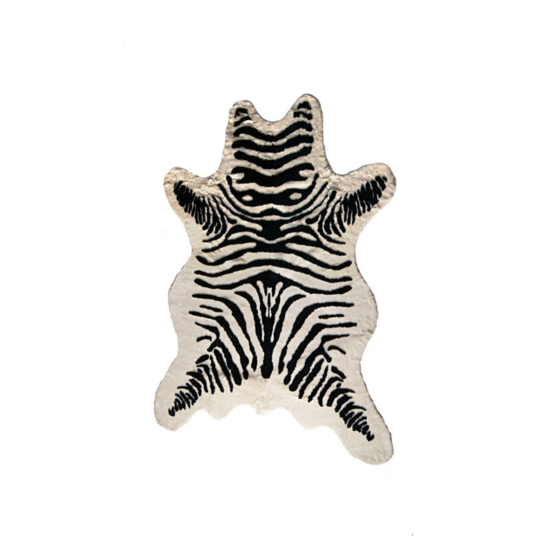 Zebra Black And White Print Area Rug, Novelty 6' x 7'