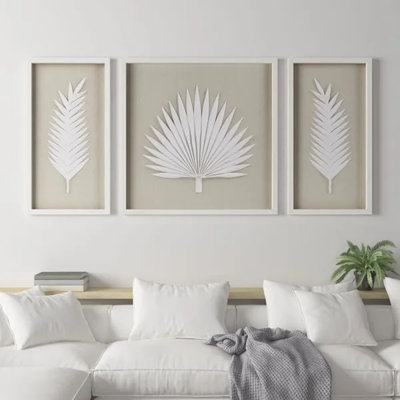 Ensemble de 3 décorations murales encadrées avec feuilles de palmier encadrées