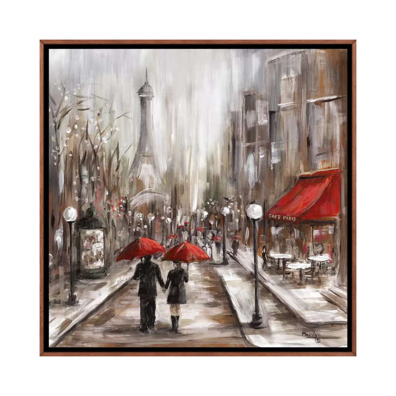 «Rainy Af après-midi Café» par Marilyn Dunlap - impression, H 18 po x l 18 po x 1,5 po, Pas de tapis