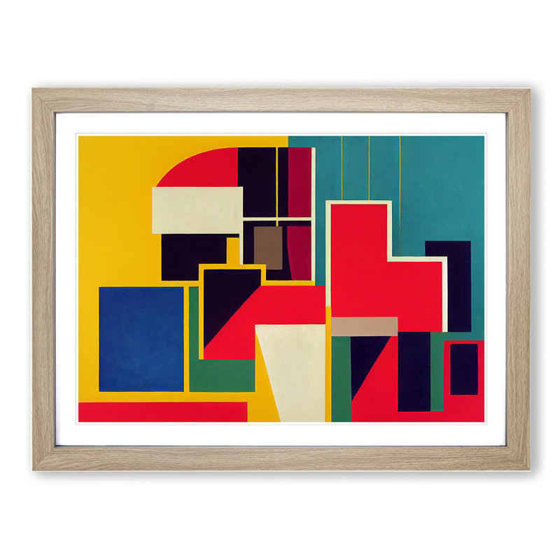 Dazzling Modern Abstract Art - Framed Print, Oak, 46cm H x 64cm W x 2cm D
