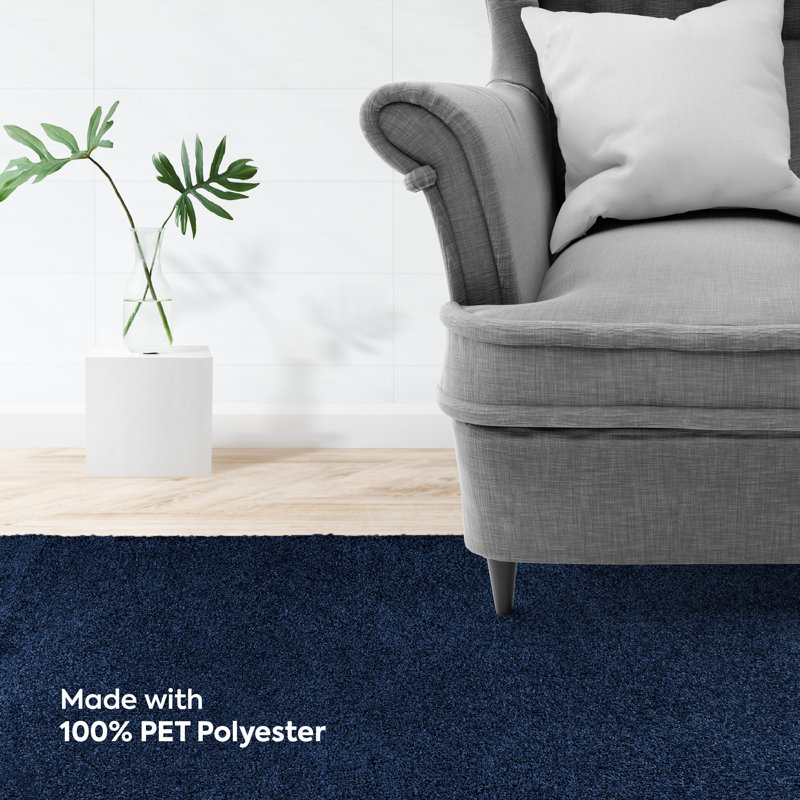 Modern Plush Pet and Kids Friendly Solid Color Navy Area Rugs, Stain & Fade Resistance, Perfect for Living Room, Dining Room, Bedroom, Playroom and Kidsroom, Event, Wedding, Amberli Binded Rug