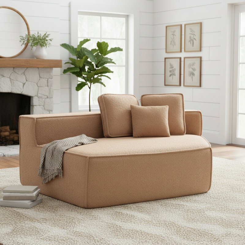 Chaises d'appoint douillettes douillettes, tissu brun doux, salon moderne pour la maison