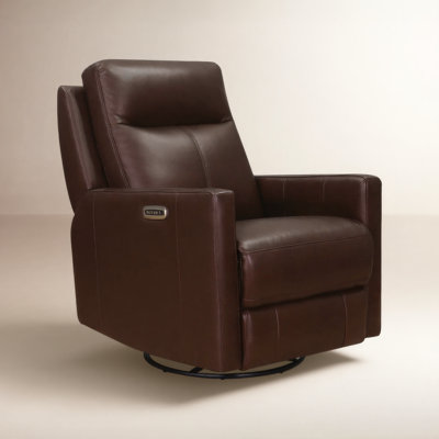 Ibis 30" Genuine Leather Swivel Power Recliner