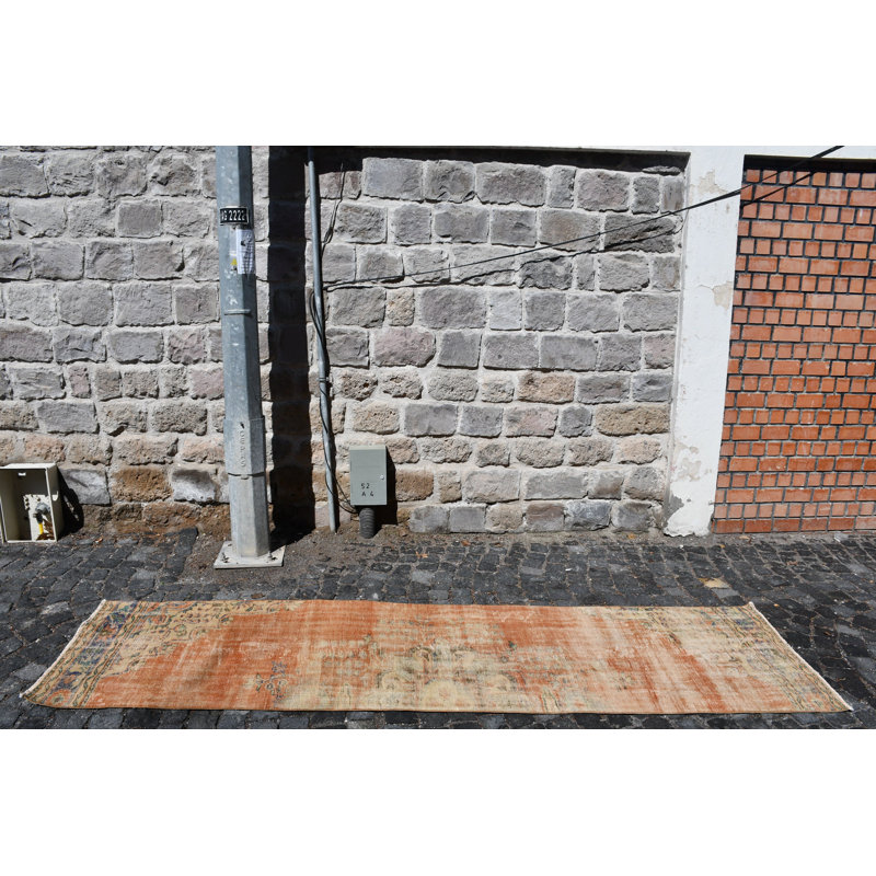 Tapis turc vibrant avec motif bohémien pour les couloirs et les escaliers - Matériau organique rouge / beige