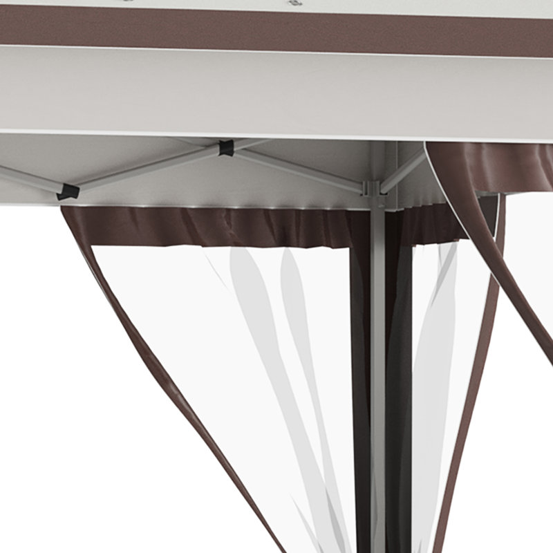 Auvent escamotable avec moustiquaire - 12 pi x 12 po avec filet et sac de transport, Beige/brun