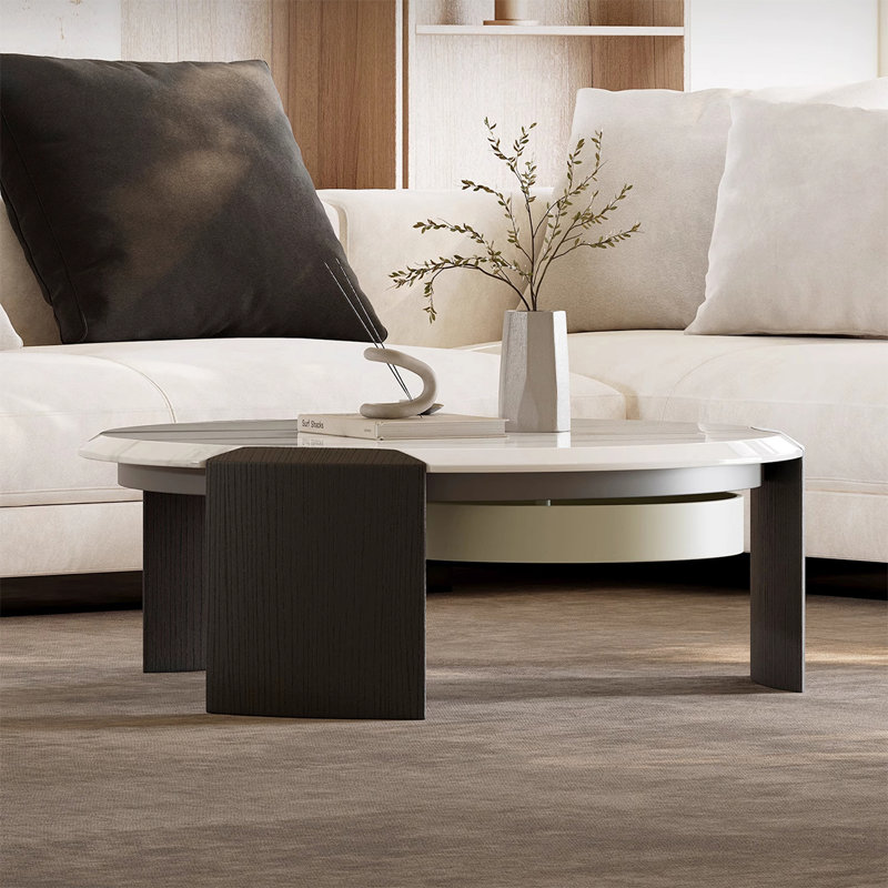 Table basse moderne simple ronde en marbre