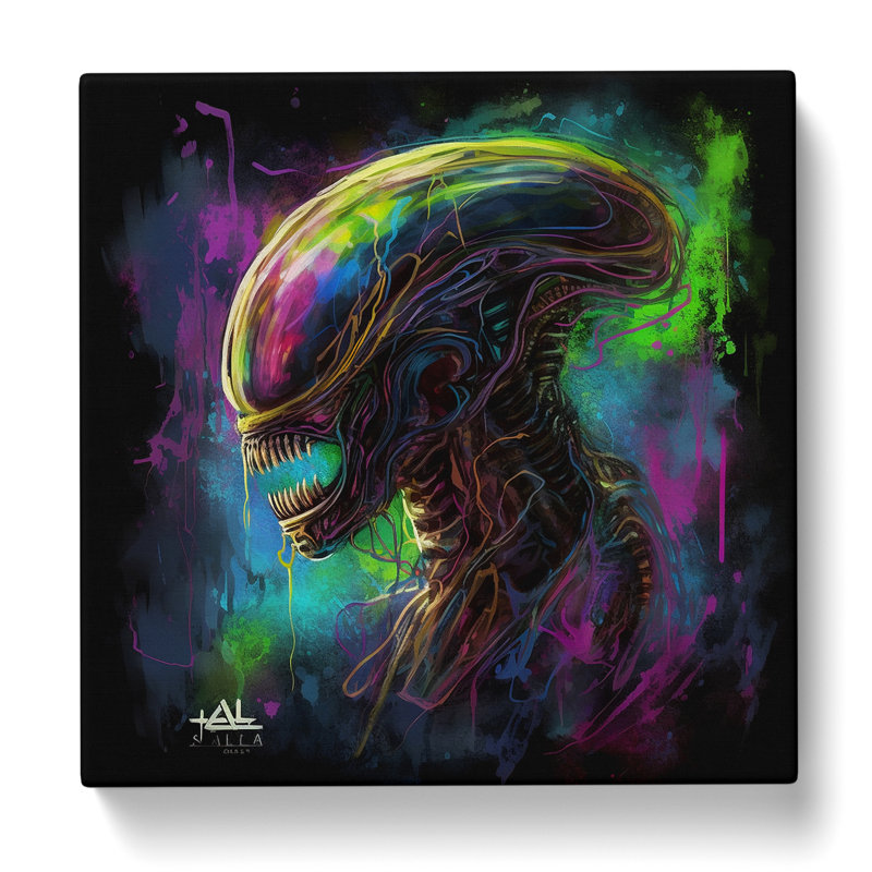 Alien Abstract Art No.1 - Wrapped Canvas - Framed Print, 35cm H x 35cm W x 3cm D