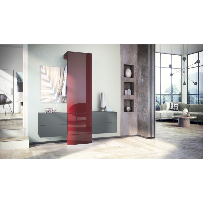 Chappa Hall Tree 157cm Wide, High-gloss burgundy