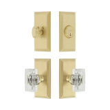 Carre Short Plate Complete Entry Set with Single Cylinder Deadbolot and Carre Crystal Knob