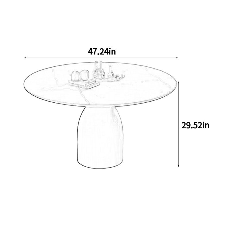 Solid Wood Round Dining Table, 29.52"H x 47.24"L x 47.24"W