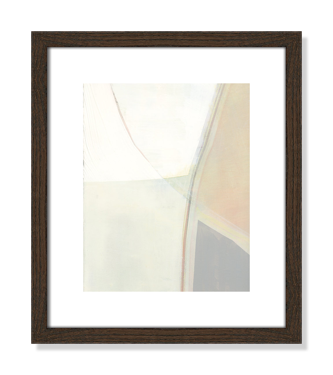 Alexandria "In Neutral II" Painting by Cartissi, Walnut Wood Framed Paper, 15" H x 13" W x 0.75" D