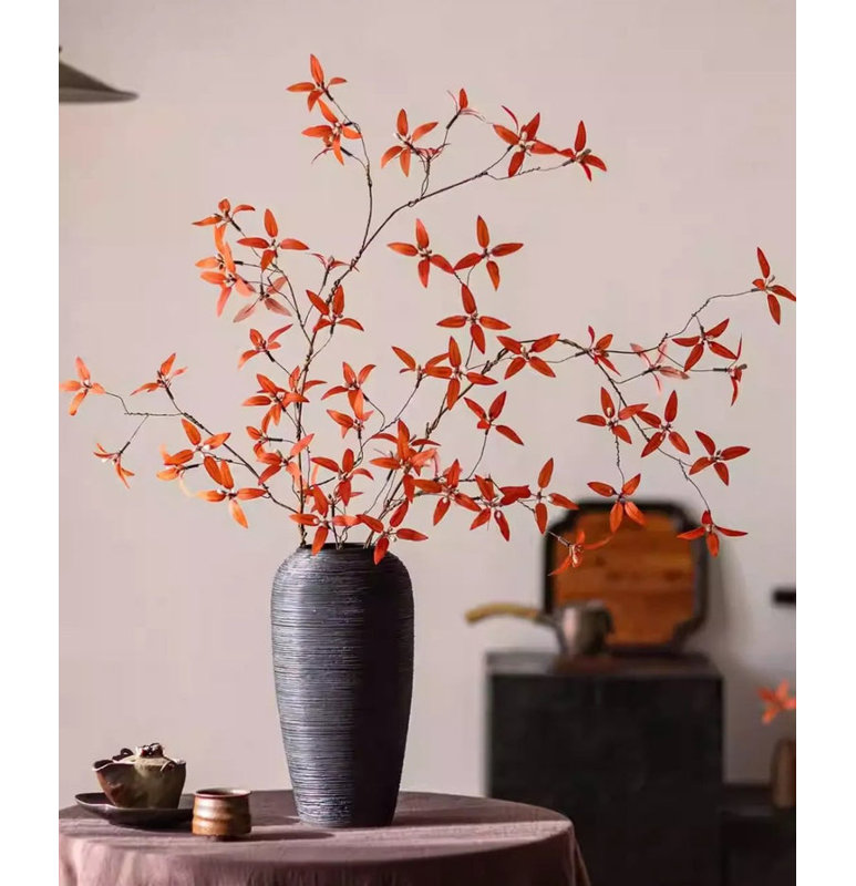 Autumn Pomegranate Leaf Stem, [B]-Three Stems, Large