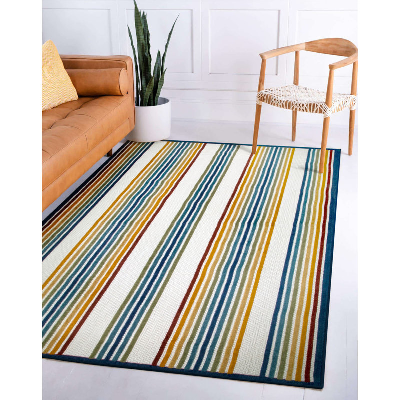 Tapis multicolore à rayures Floraville, Rectangle 6 pi 7 po x 9 pi 6 po