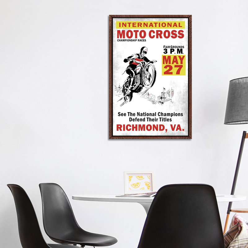 Motocross Richmond VA by Mark Rogan - Print on Canvas, 101.6cm H x 66.04cm W x 3.81cm D, Classic Brown Wood Framed