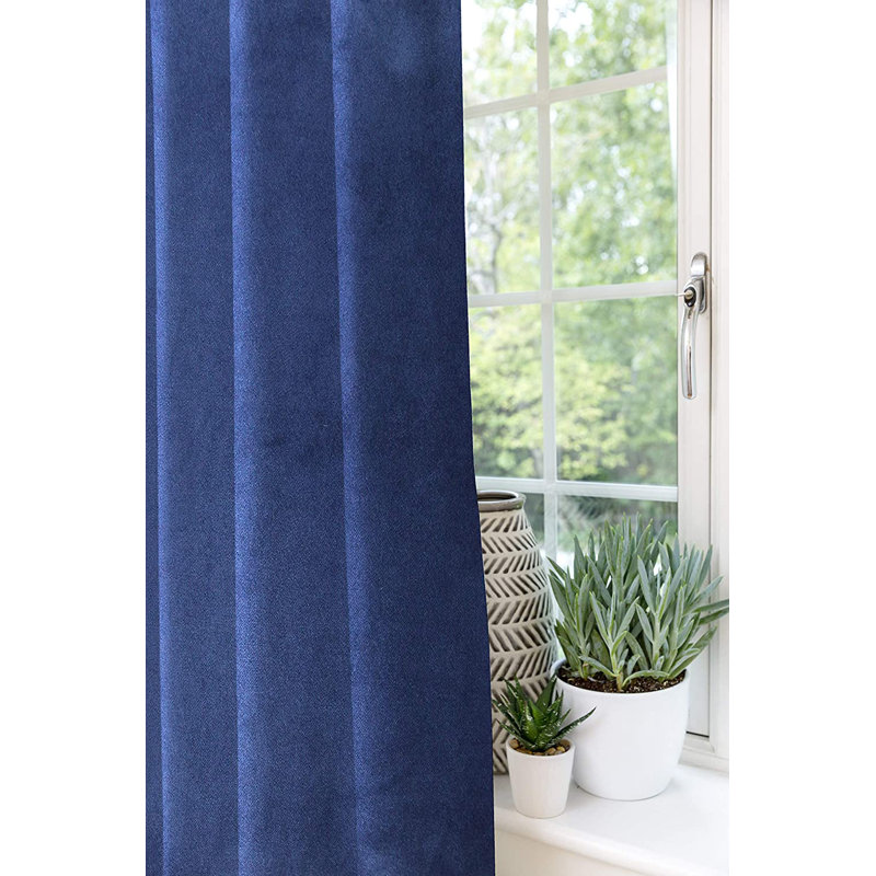 Delavega Blackout Curtains / Drapes Pair, Width 167 x Drop 228cm, Navy